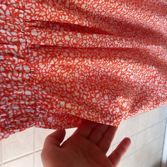 Ichi Orange sundress with white floral pattern and pockets! - Picture 5 of 7
